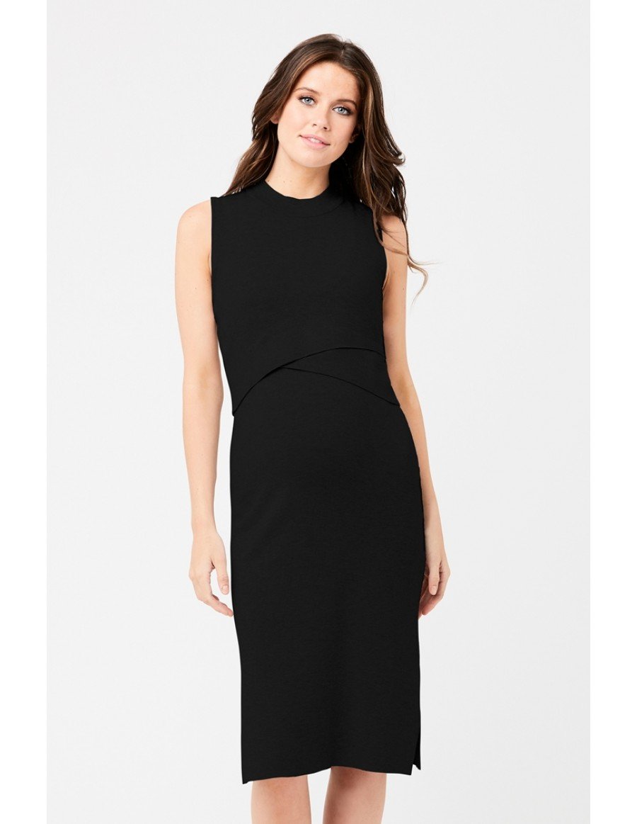 Layered Knit Maternity & Nursing Dress – Black | 3 Bears