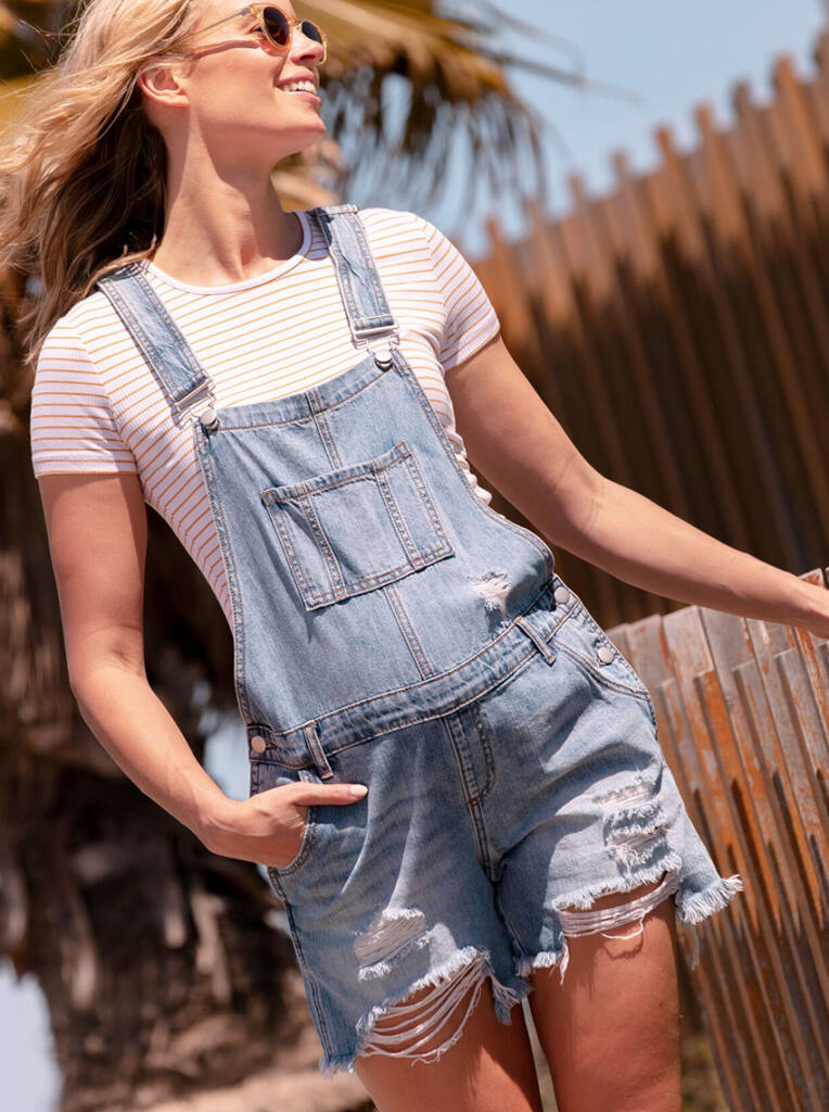 Denim Short Overalls Pale Blue 3 Bears