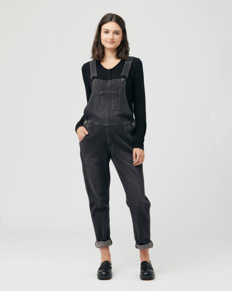 Denim Maternity Overalls Black 3 Bears