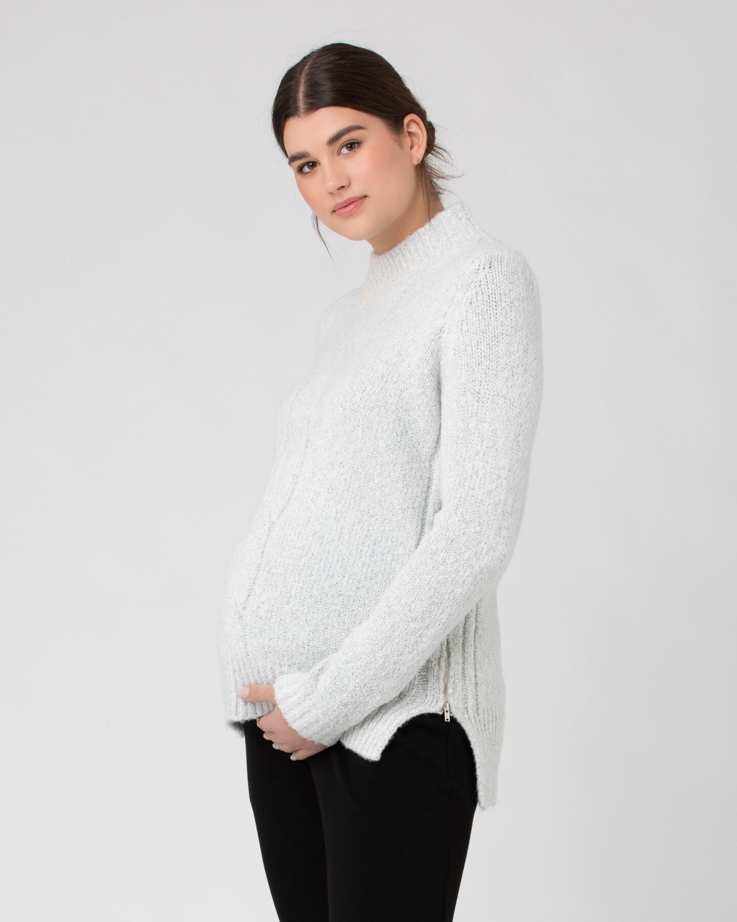 Cable Maternity & Nursing Knit – Snow | 3 Bears