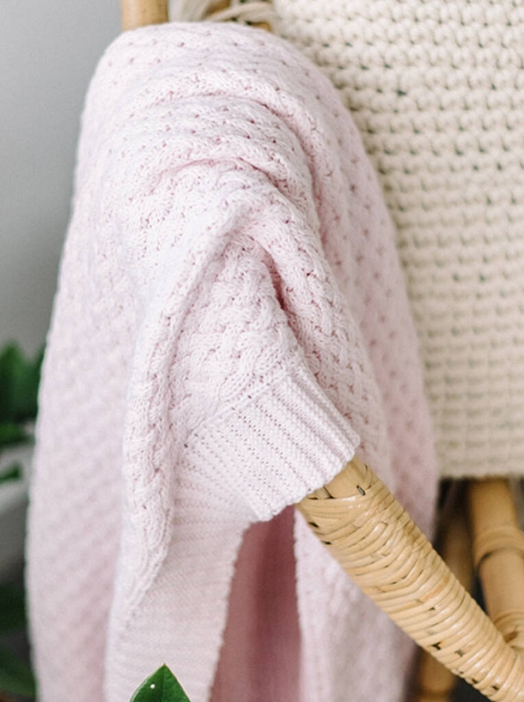 Diamond Knit Blanket – Blush Pink | 3 Bears