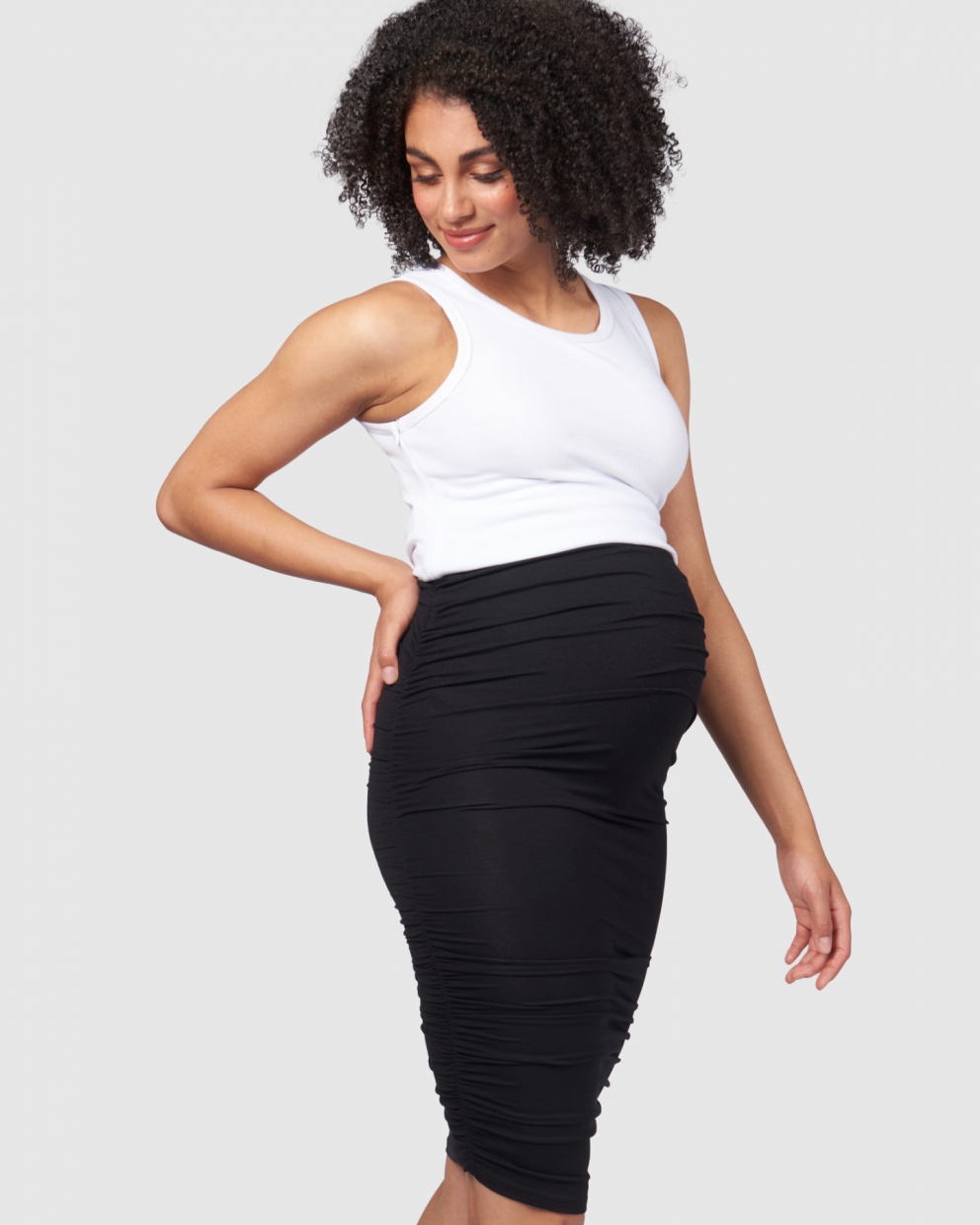 The Ruched Fitted Bamboo Black Maternity Skirt – ANGEL MATERNITY
