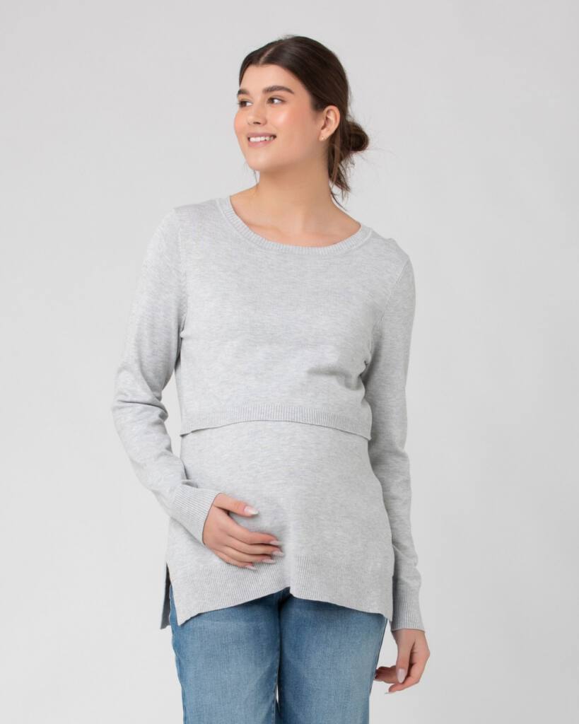 Toni Maternity & Nursing Knit – Silver Marle | 3 Bears