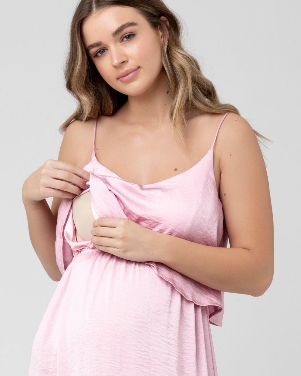 Maternity & Nursing Slip Dress - Pink