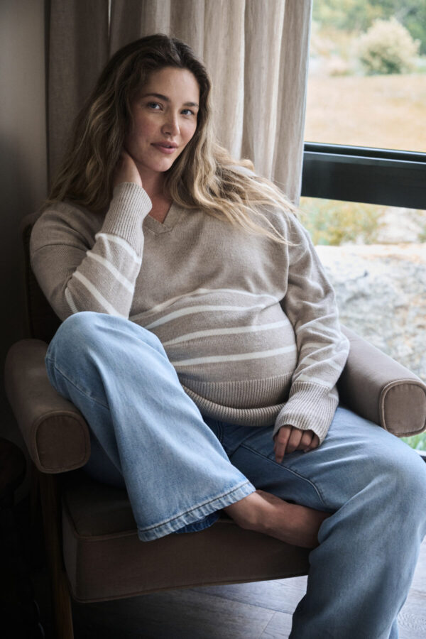 Lori Maternity & Nursing Knit - Latte/Chalk