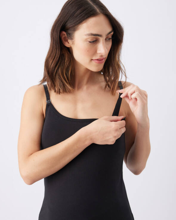 Organic Cotton Maternity & Nursing Cami - Black - Image 2