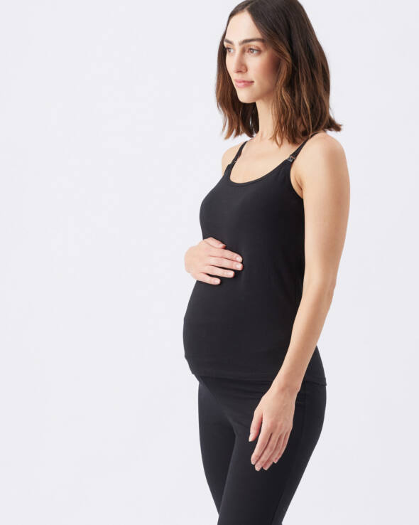 Organic Cotton Maternity & Nursing Cami - Black - Image 3