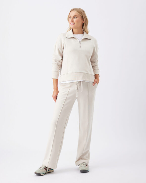 Terry Wide Leg Maternity Jogger - Chalk