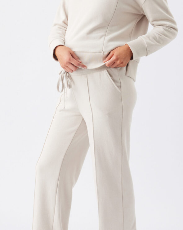 Terry Wide Leg Maternity Jogger - Chalk - Image 2