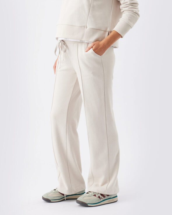 Terry Wide Leg Maternity Jogger - Chalk - Image 5