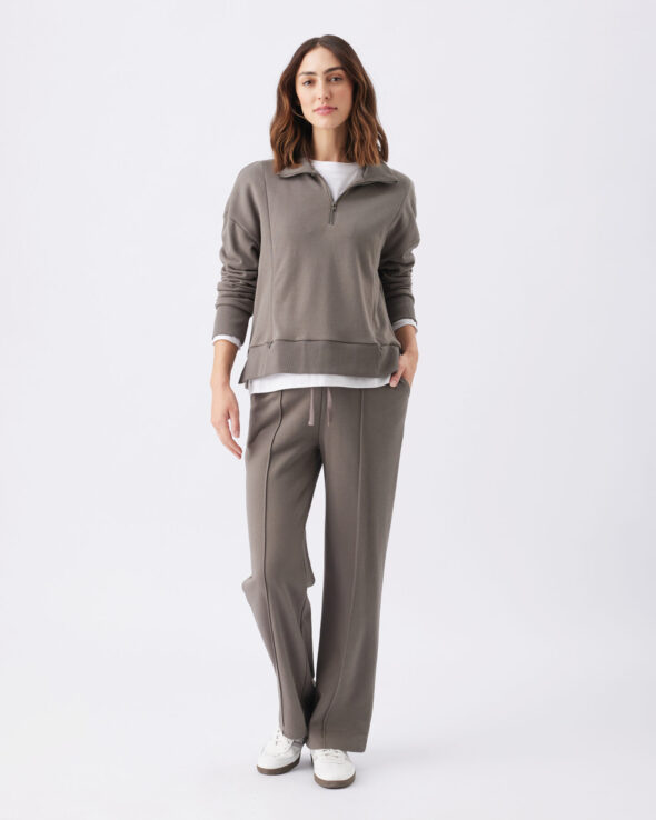 Terry Wide Leg Maternity Jogger - Earth