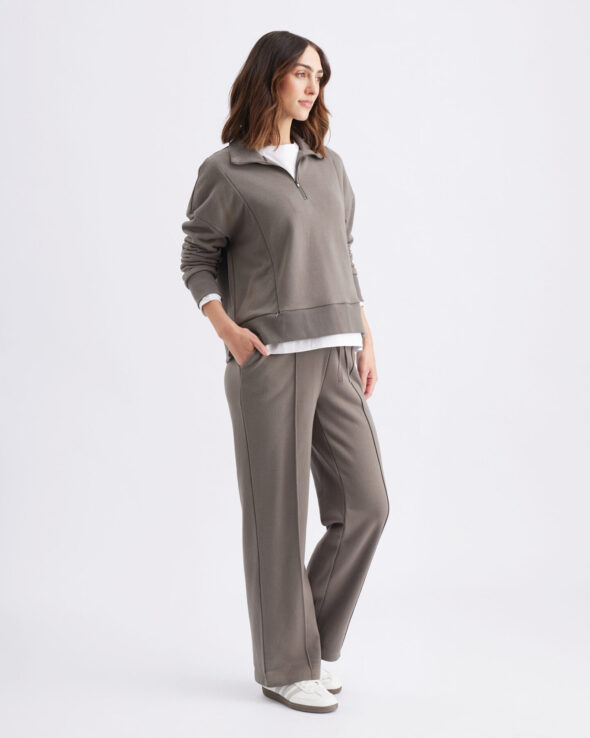 Terry Wide Leg Maternity Jogger - Earth - Image 4