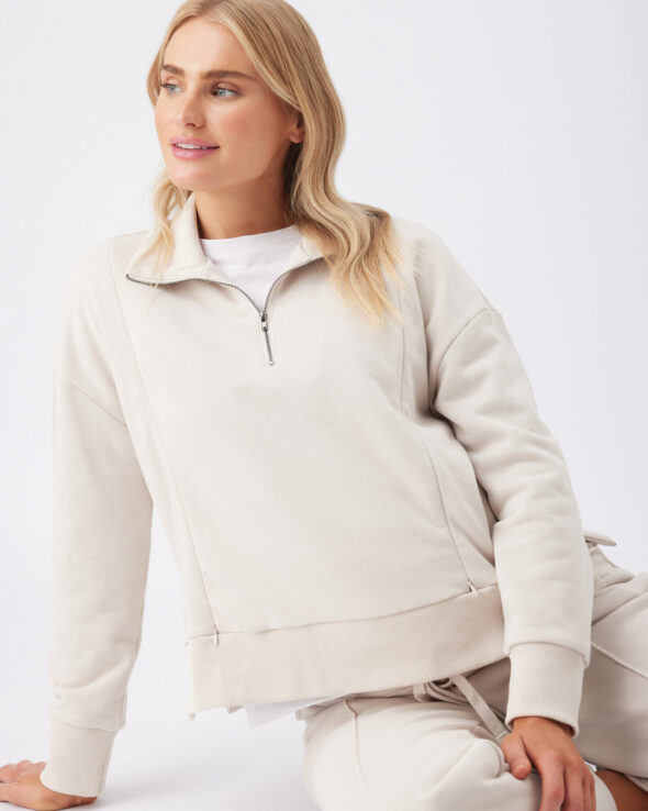 Terry Maternity & Nursing Sweater - Chalk