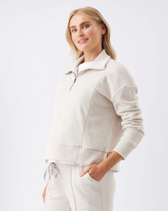 Terry Maternity & Nursing Sweater - Chalk - Image 3