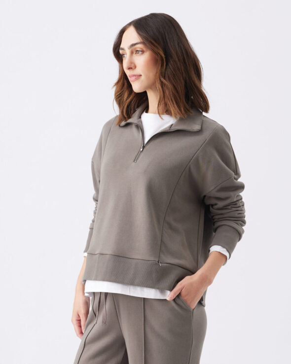 Terry Maternity & Nursing Sweater - Earth