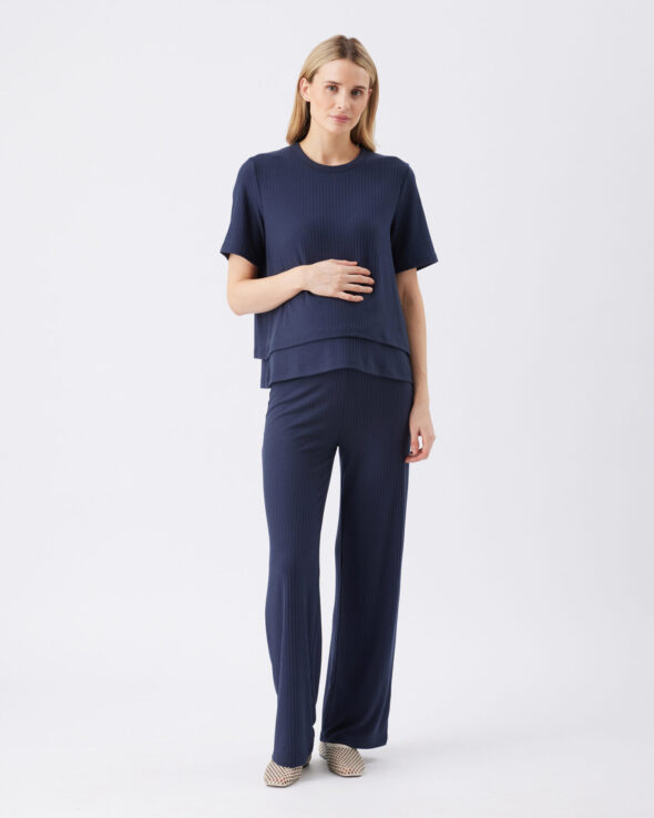 Cindy Maternity Rib Pant - Navy - Image 2