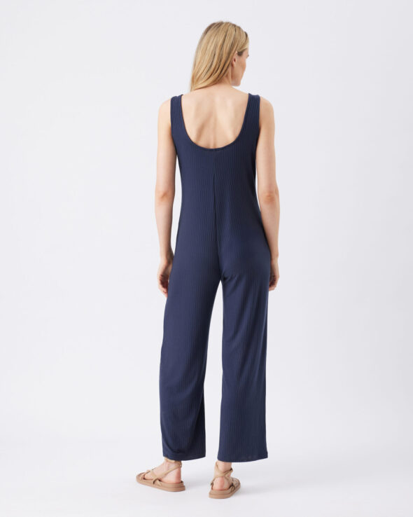 Bobby Maternity Rib Jumpsuit - Navy - Image 4