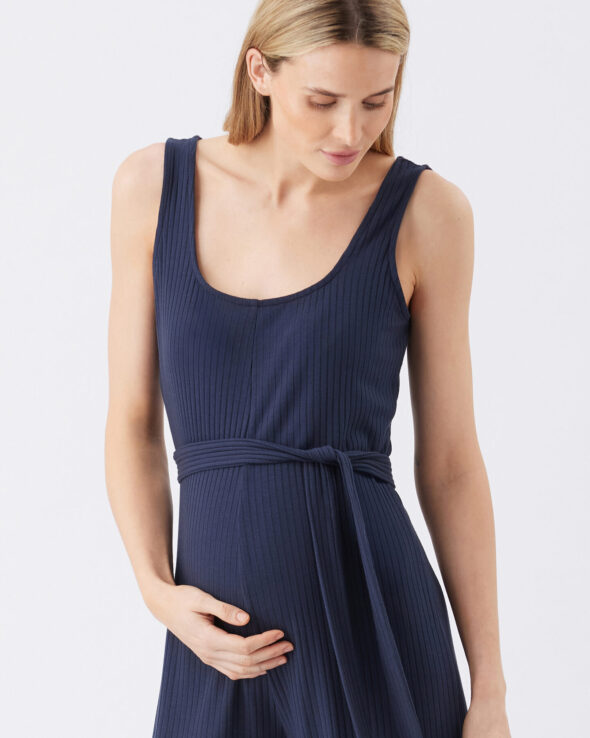 Bobby Maternity Rib Jumpsuit - Navy - Image 5
