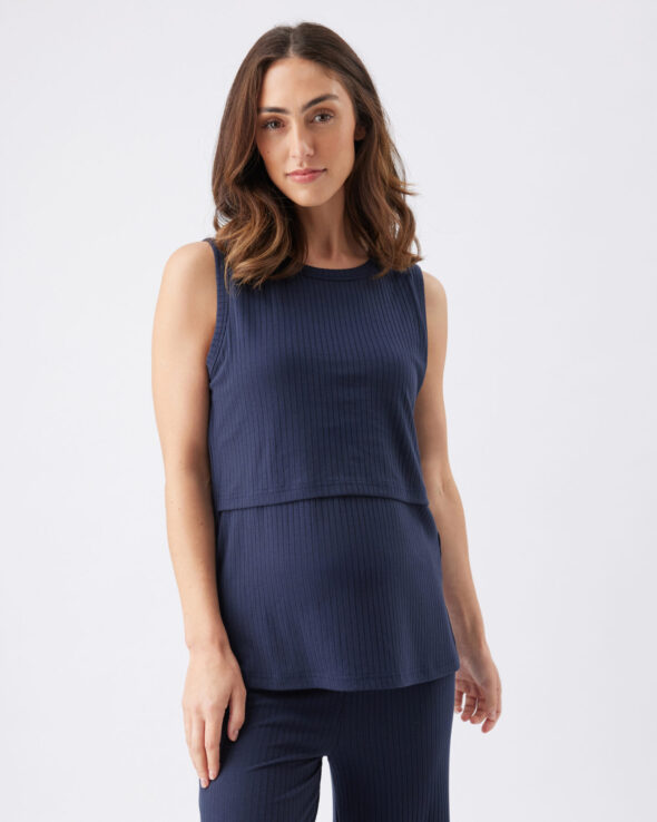 Peter Rib Maternity & Nursing Tank - Navy