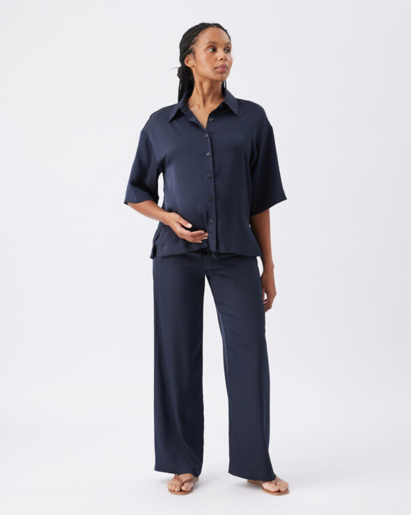 Tamara Maternity & Nursing Satin Shirt Midnight - Image 5