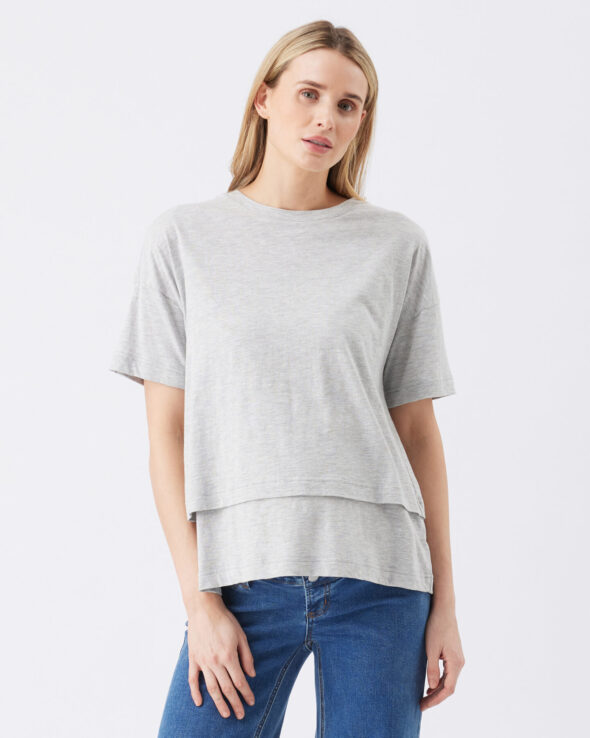 Claud Maternity & Nursing Tee - Grey Marle
