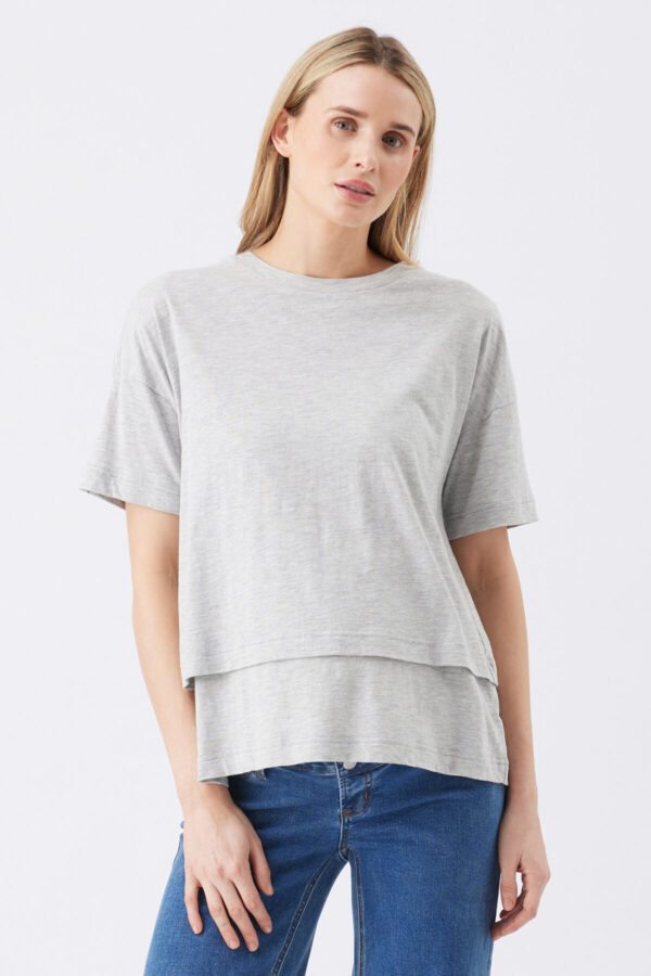 Claud Maternity & Nursing Tee - Grey Marle