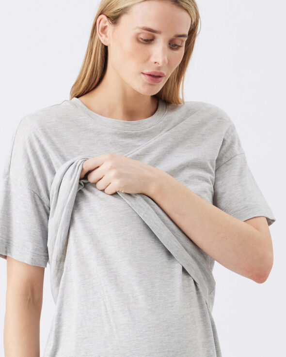 Claud Maternity & Nursing Tee - Grey Marle - Image 2