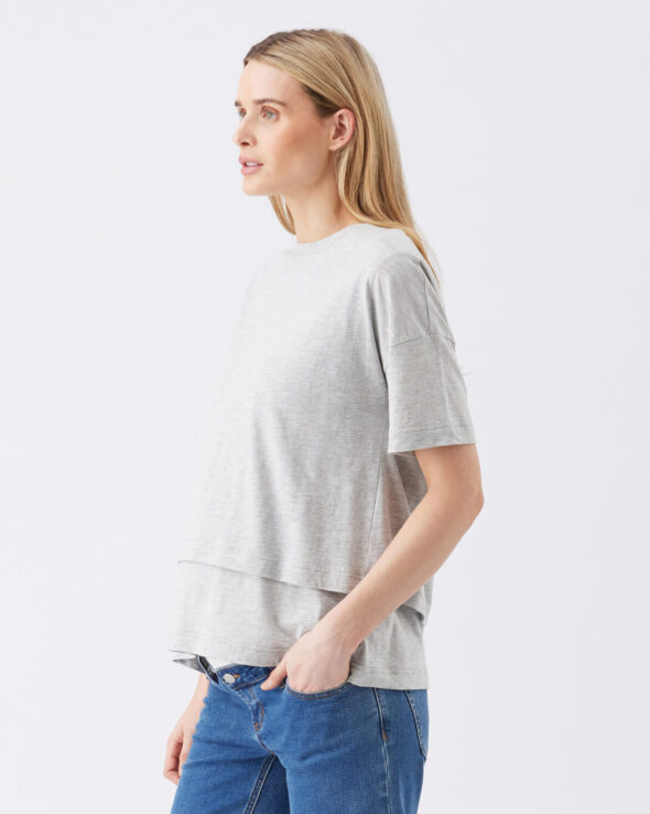 Claud Maternity & Nursing Tee - Grey Marle - Image 3