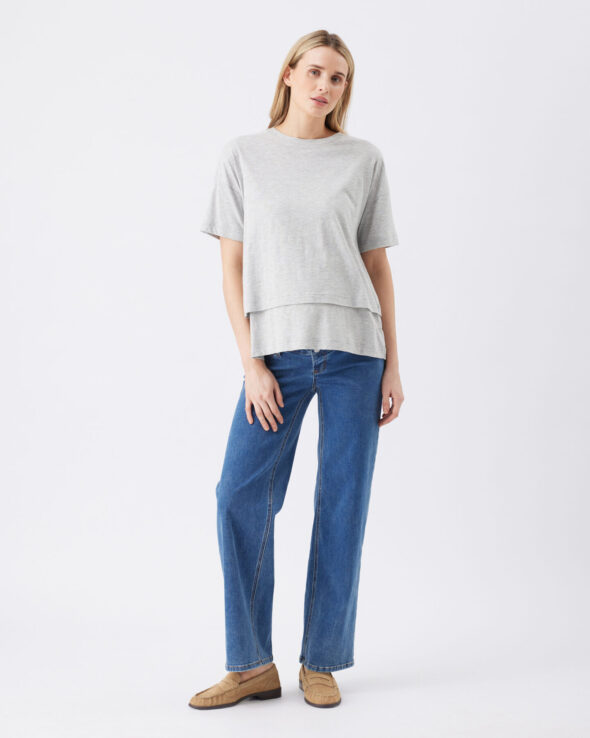 Claud Maternity & Nursing Tee - Grey Marle - Image 5