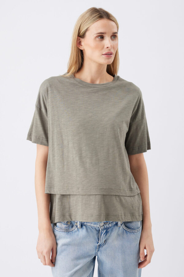 Claud Maternity & Nursing Tee - Moss