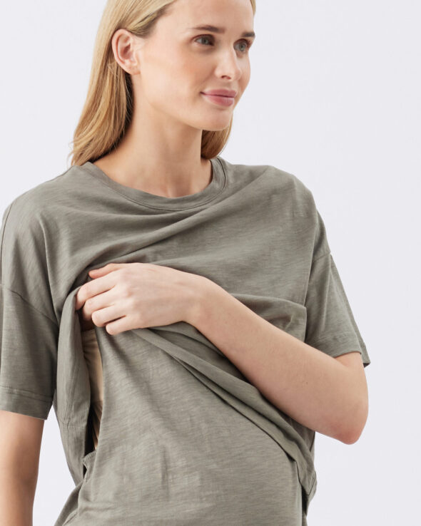 Claud Maternity & Nursing Tee - Moss - Image 2