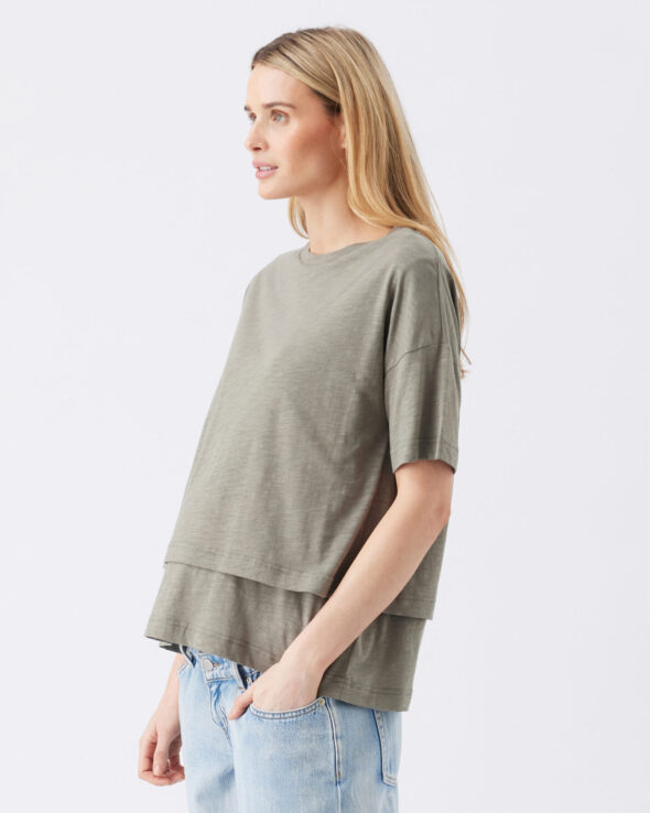 Claud Maternity & Nursing Tee - Moss - Image 3