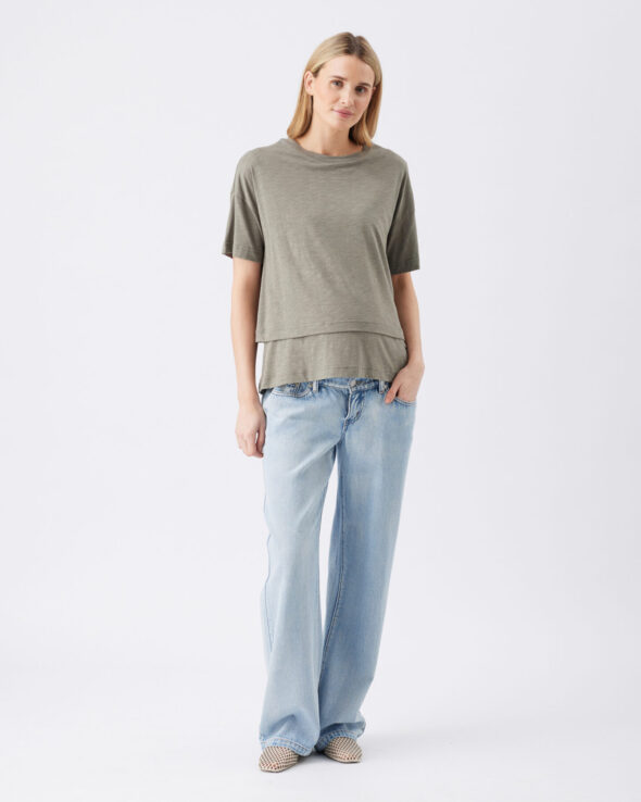 Claud Maternity & Nursing Tee - Moss - Image 5