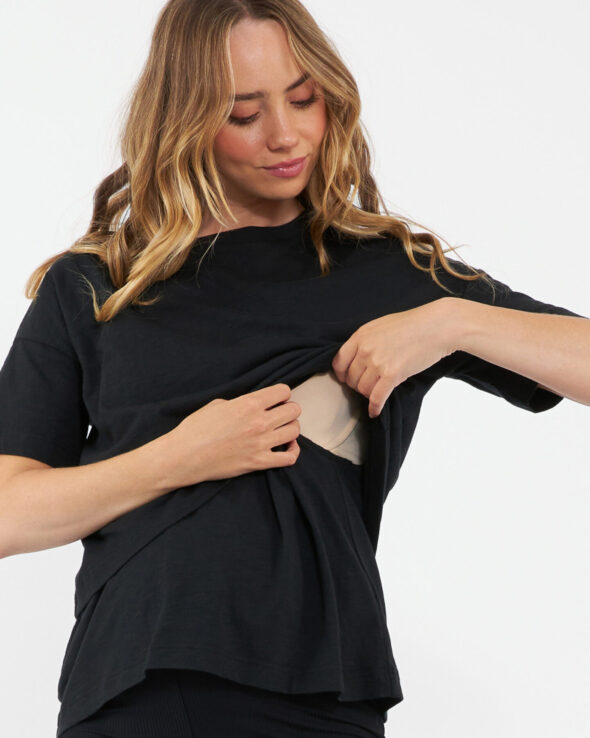 Claud Maternity & Nursing Tee - Black - Image 2