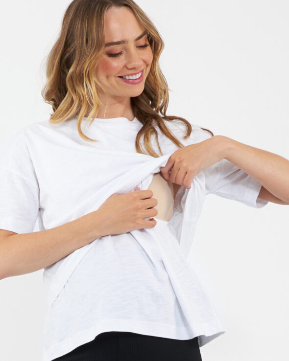 Claud Maternity & Nursing Tee - White - Image 2