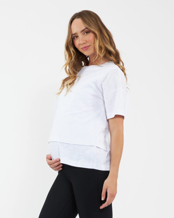 Claud Maternity & Nursing Tee - White - Image 4