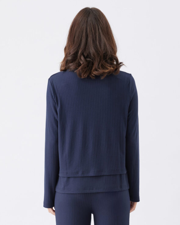 Mike Rib Maternity & Nursing Long Sleeve Top Navy - Image 5