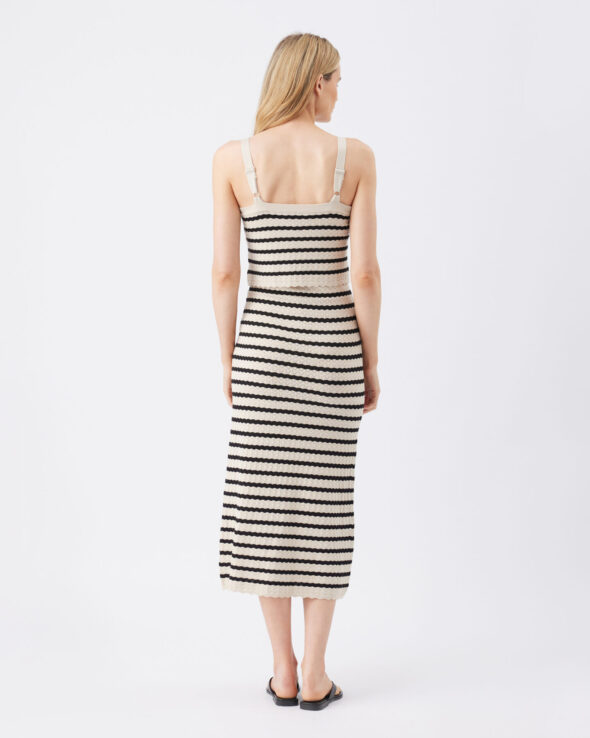 Pointelle Knit Maternity & Nursing Dress - Natural Taupe / Black - Image 5