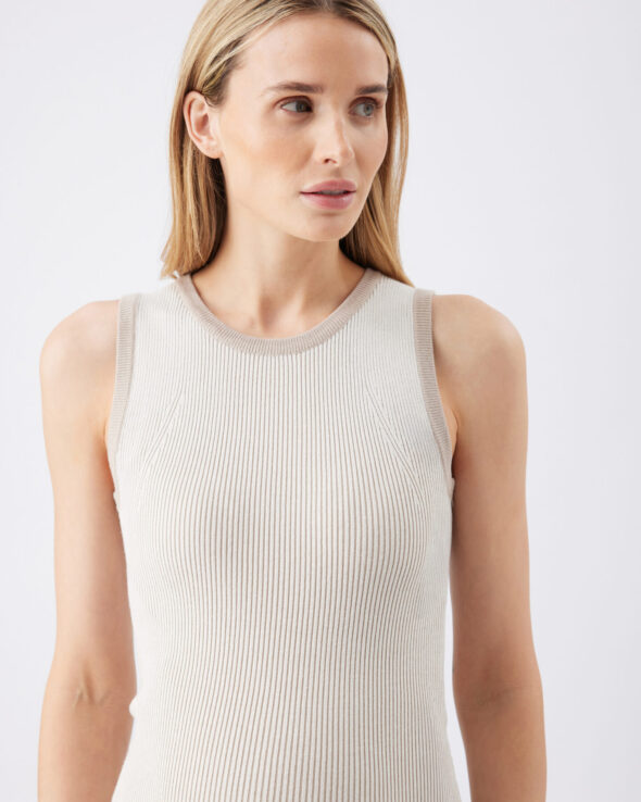 Noa Rib Knit Maternity & Nursing Dress - Natural Taupe - Image 3