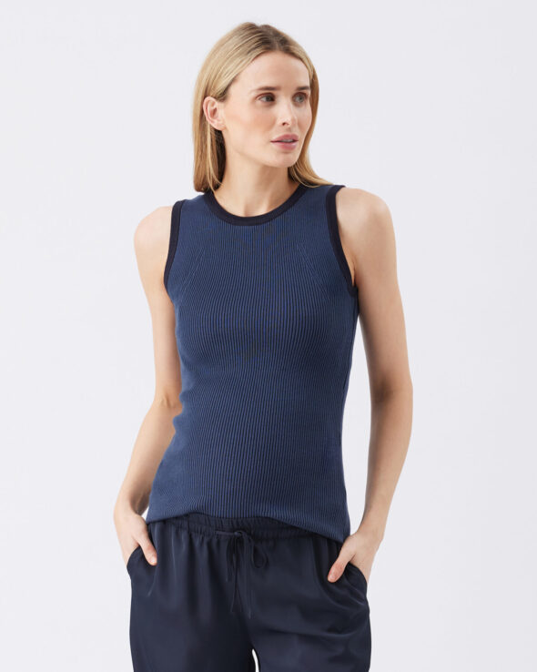 Zoe Rib Knit Maternity & Nursing Tank - Indigo / Navy - Image 6