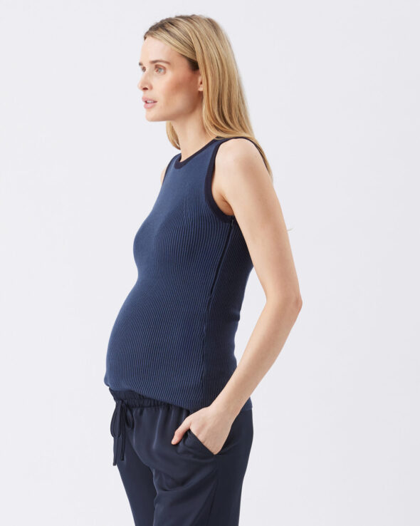 Zoe Rib Knit Maternity & Nursing Tank - Indigo / Navy - Image 5