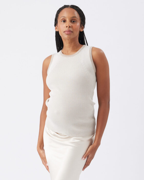 Zoe Rib Knit Maternity & Nursing Tank - Natural Taupe - Image 6
