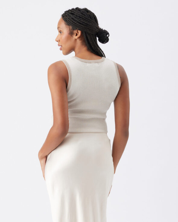 Zoe Rib Knit Maternity & Nursing Tank - Natural Taupe - Image 4