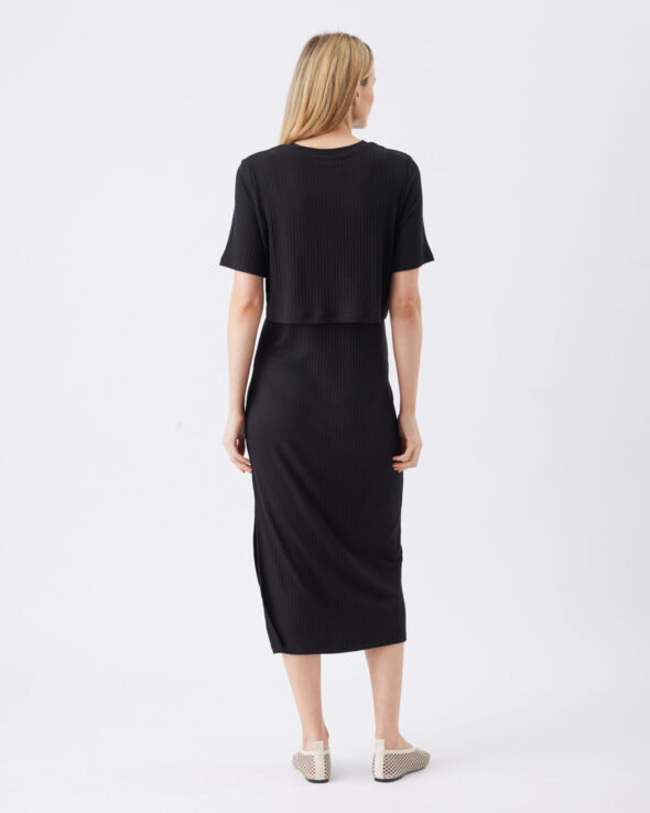 Ivy Rib Nursing Dress - Black - Image 6