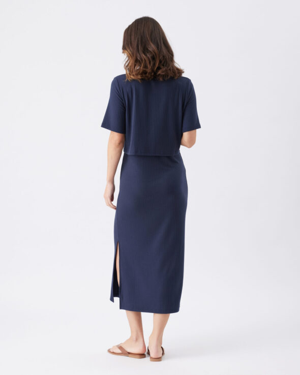 Ivy Rib Maternity & Nursing Dress - Navy - Image 5