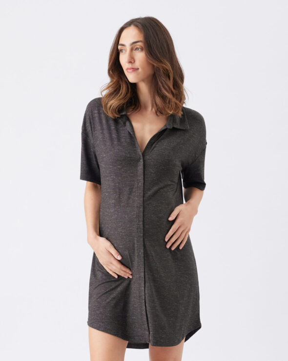 Dreamy Maternity & Nursing Night Shirt Granite - Image 3