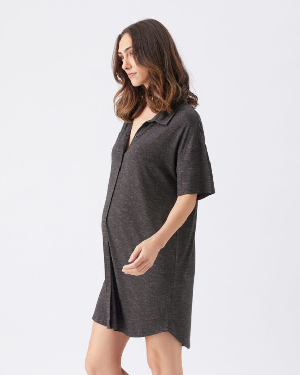 Dreamy Maternity & Nursing Night Shirt Granite - Image 4