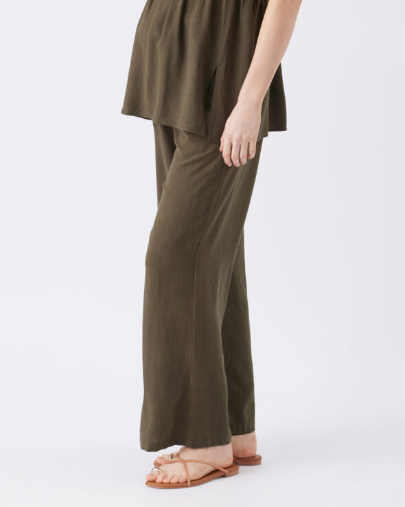 Marlow Shirred Maternity Pant – Khaki - Image 4