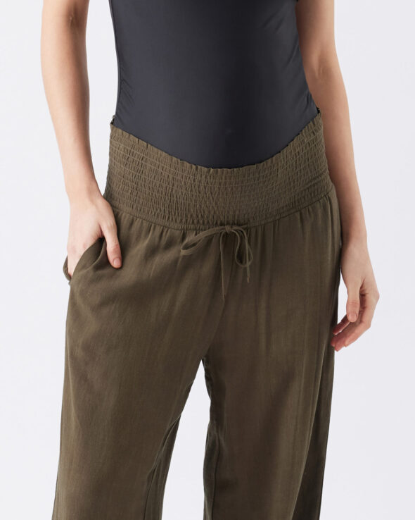 Marlow Shirred Maternity Pant – Khaki - Image 2