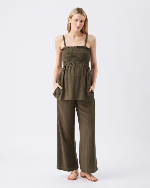Marlow Shirred Maternity Pant – Khaki